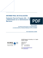 Ev Otc Marruecos Fortalecimiento y Modernizacion Admon Justicia de Marruecos Eval Final 2009