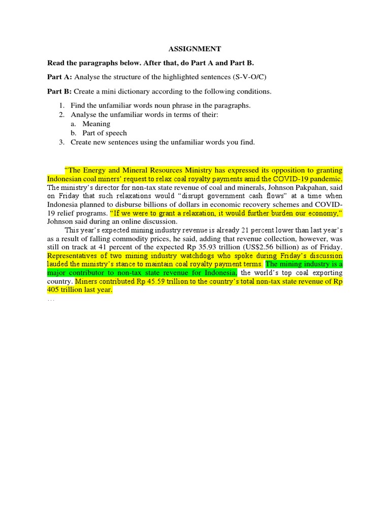 Word Classes Assignment | PDF | Part Of Speech | Mining