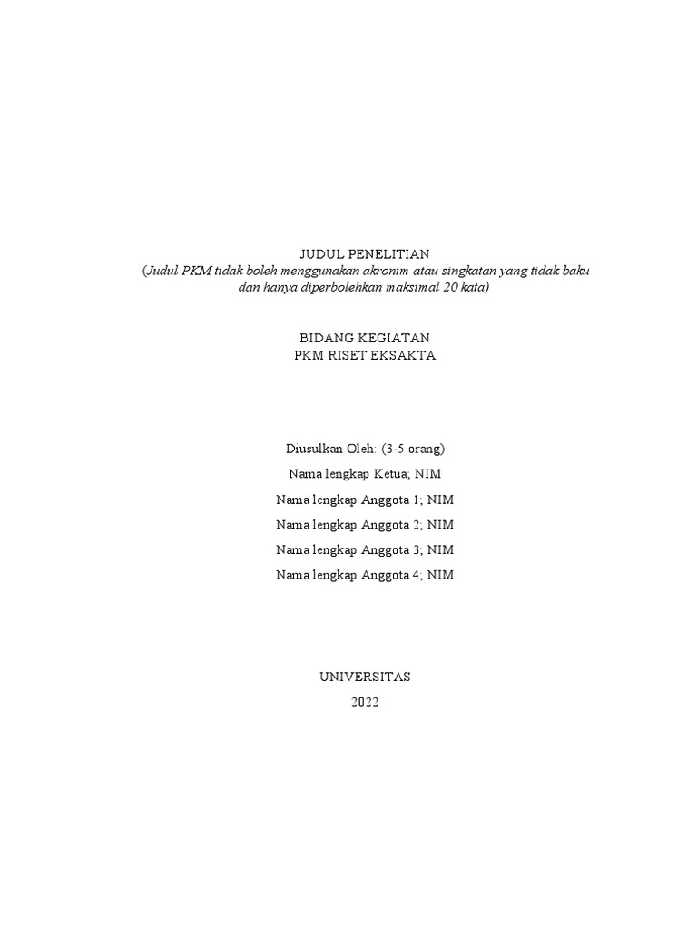 Panduan Penulisan Proposal PKM-RE | PDF