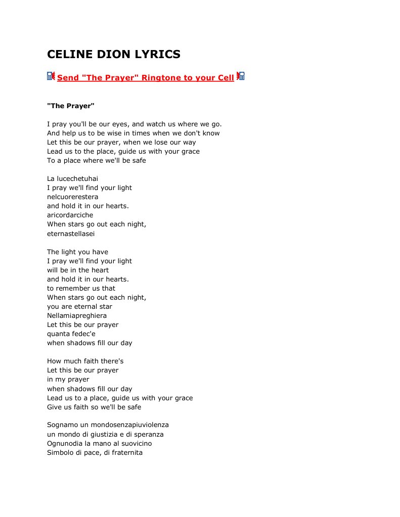 The Prayer Lyrics