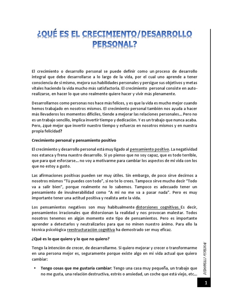 Crecimiento Personal: Guía en 6 Pasos | PDF | Desarrollo personal ...