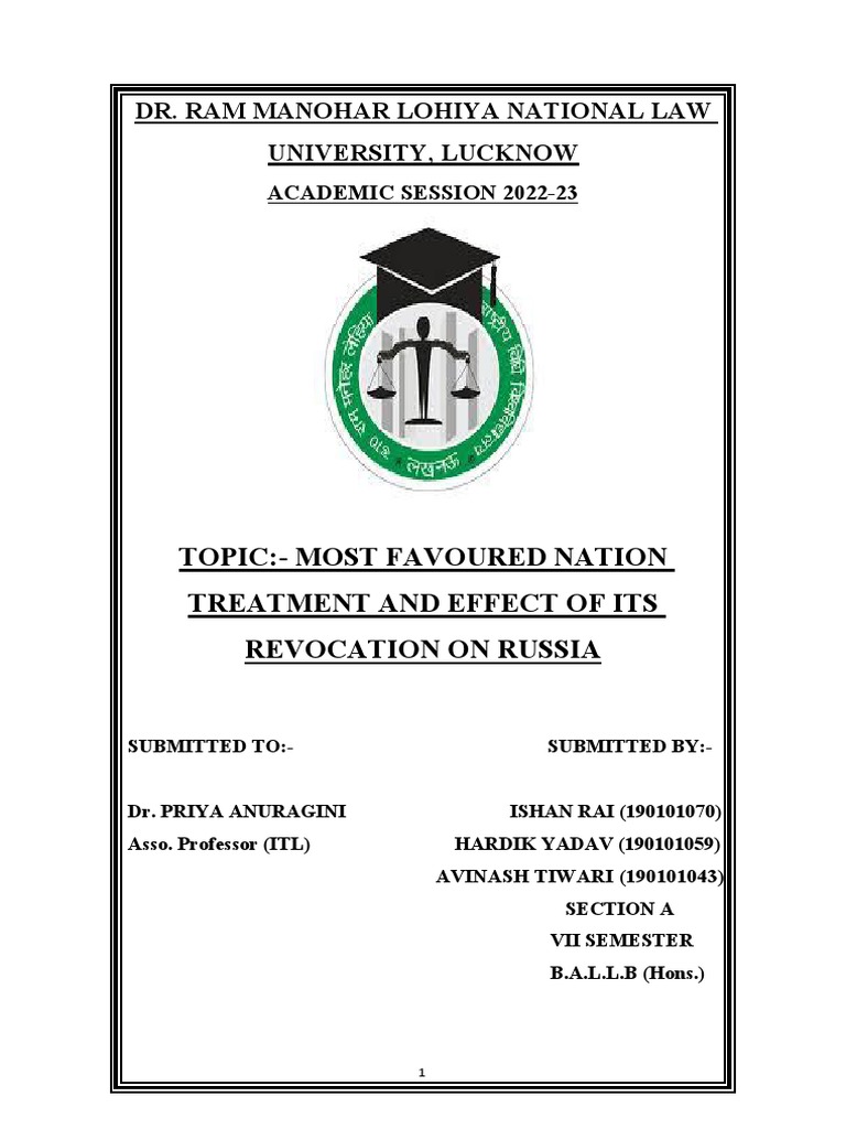 International Trade Law Project | PDF | Most Favoured Nation | General ...