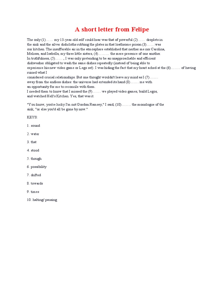 Filled Gaps A Letter From Felipe | PDF