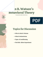 John Watson's Behavioral Theory Topic Reporting
