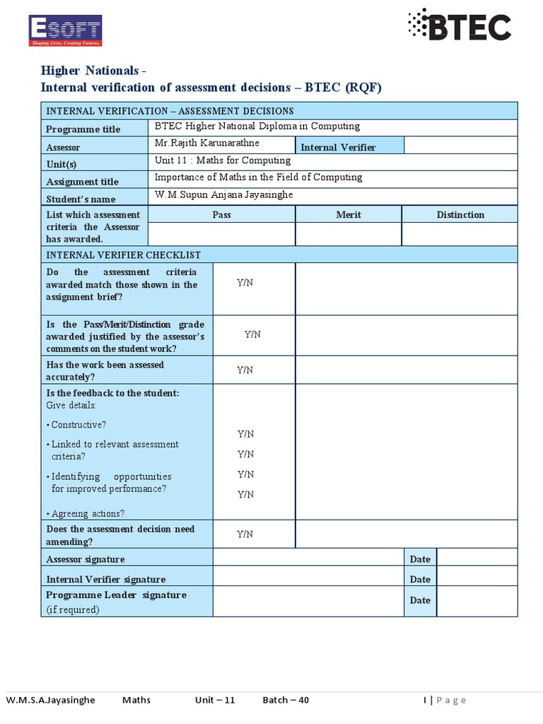 Internal Verification for BTEC Computing | PDF | Probability ...