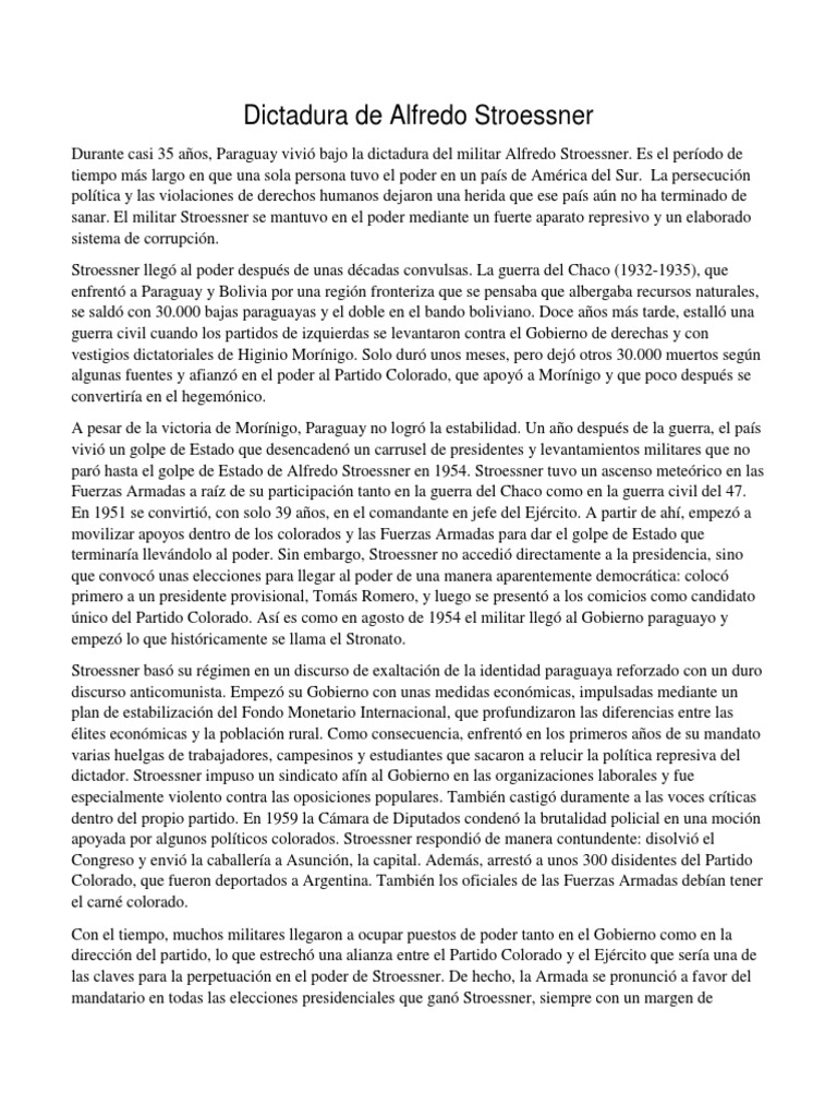 Dictadura de Alfredo Stroessner. PDF Justicia Crimen y violencia