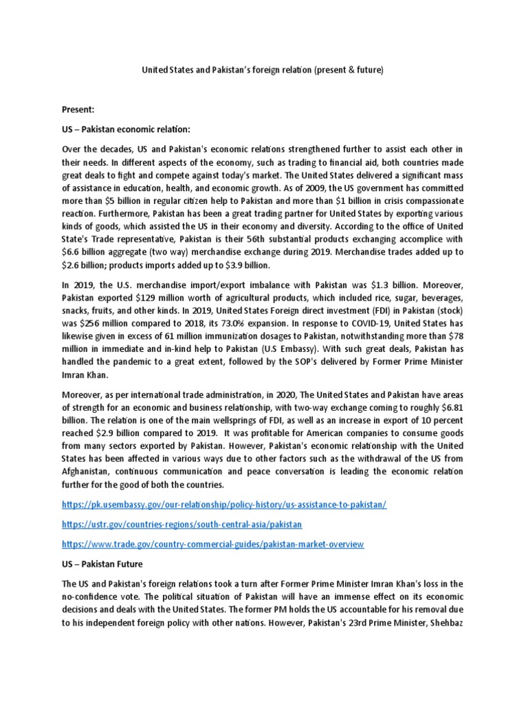 United States and Pakistan | PDF | Pakistan | The United States