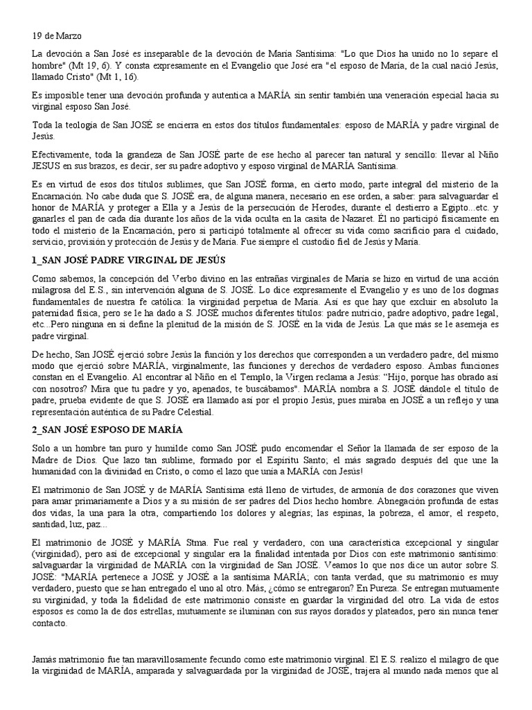 San José: Esposo y Padre Virginal | PDF | María, madre de Jesús | San José