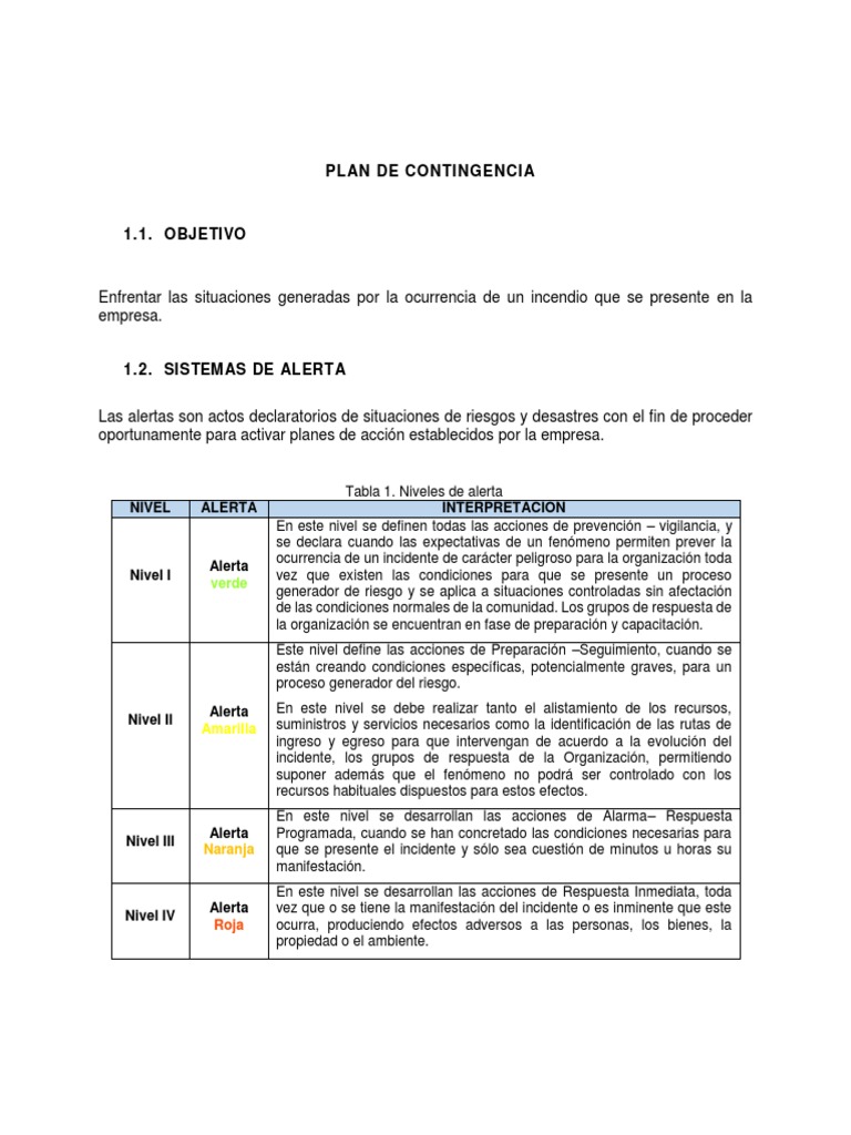 Plan de Contingencia para Emergencias | PDF | Primeros auxilios ...