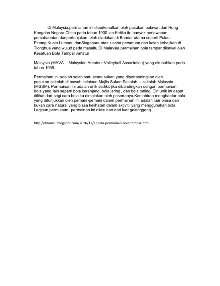 sejarah bola tampar di malaysia