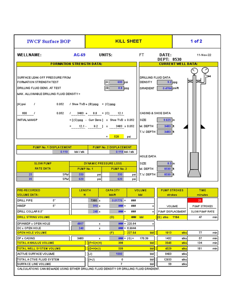 Kill Sheet IWCF PDF Pressure Pump