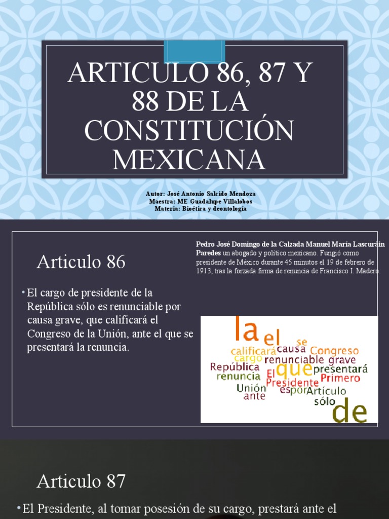 Artículos 86-88 de la Constitución Mexicana | PDF