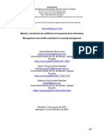 Manejo y Resolución de Conflictos en La Gerencia de La Enfermería Management and Conflict Resolution in Nursing Management