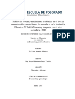 Hábitos de Lectura y Rendimiento Académico en El Área de COMUNICACION en ESTUDIANTES de SECUNDARIA