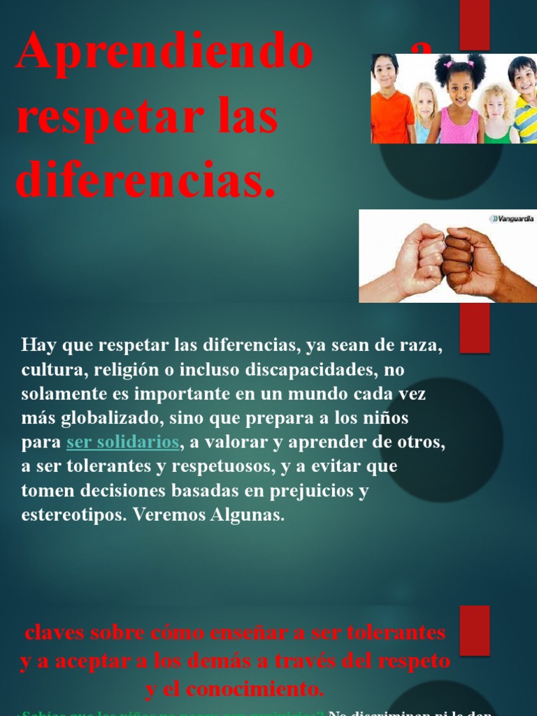 Respetar y Valorar las Diferencias | PDF | Sicología | Conceptos ...