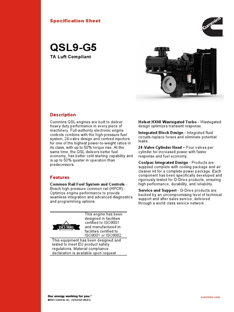 Manual Qummins QSL9G5 PDF Manufactured Goods Vehicle Technology