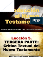 INTRODUCCION AL NT Leccion 5 Critica textual