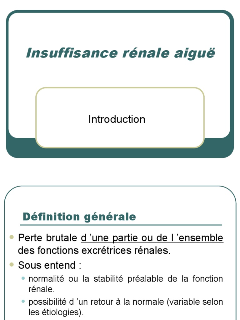 Insuffisance Rénale Aiguë PDF Créatinine Insuffisance rénale