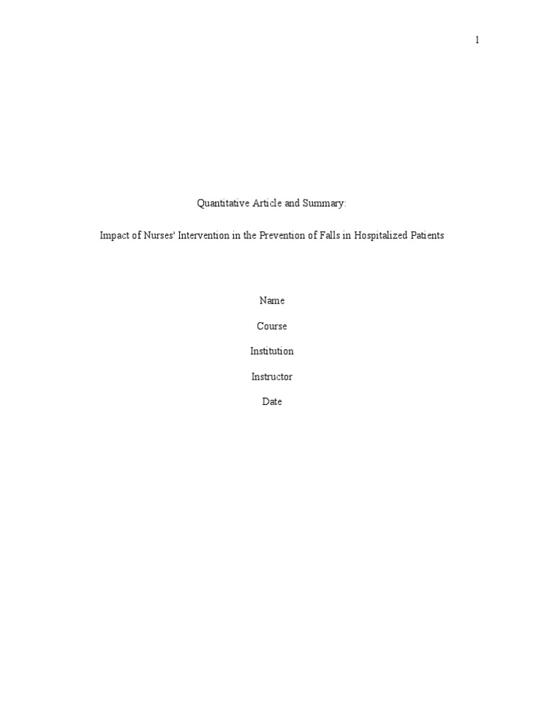 Quantitative Article Critique and Summary | PDF | Nursing | Patient Safety