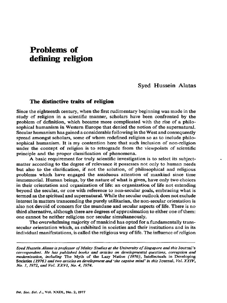 Problems of Defining Religion PDF