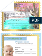 Diploma Certificado Nacimiento, Bautismo