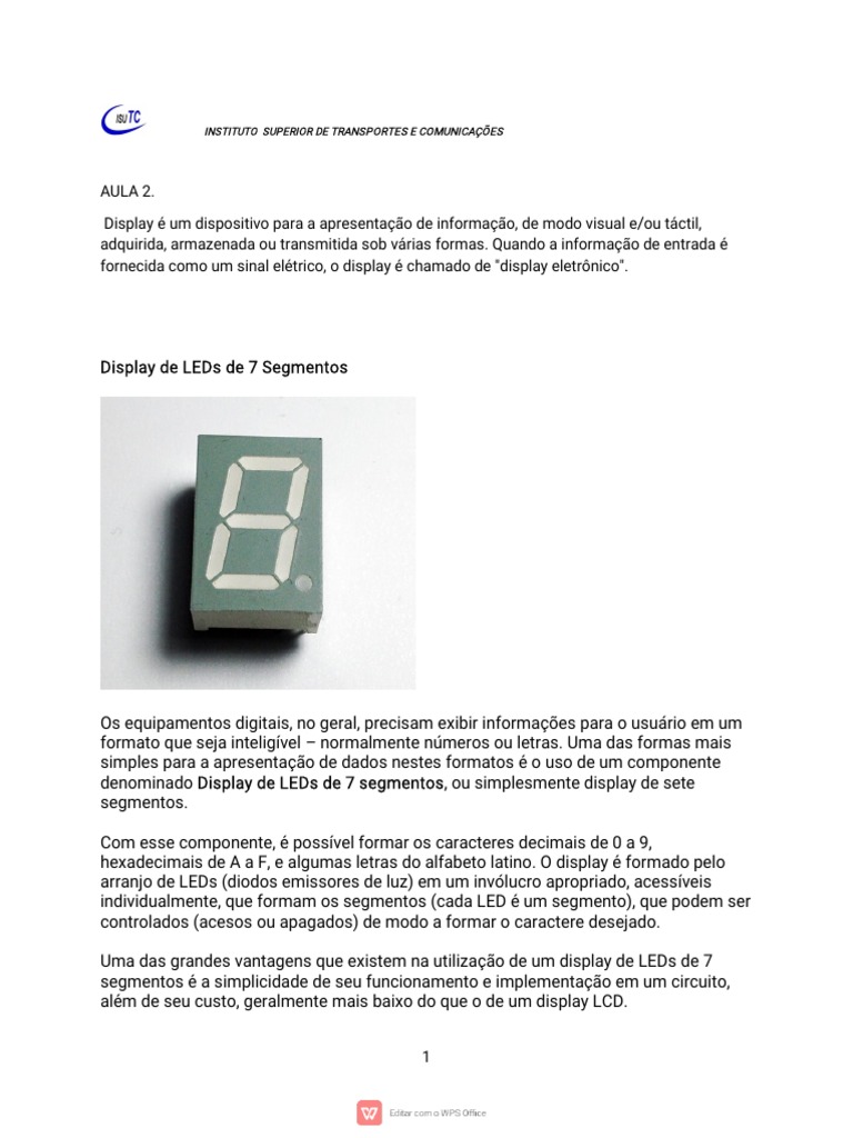 Funcionamento do Display de 7 Segmentos | PDF