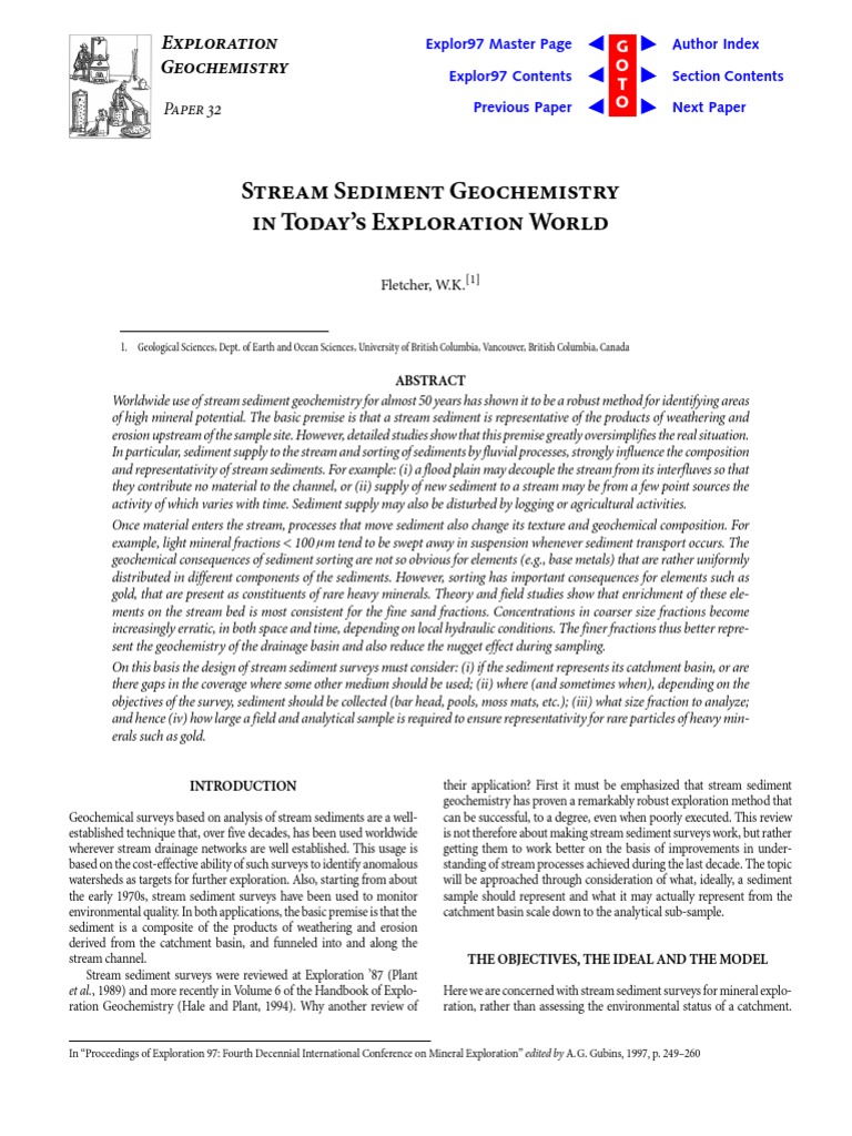 Stream Sediment Geochemistry Insights | PDF | Sediment | Stream