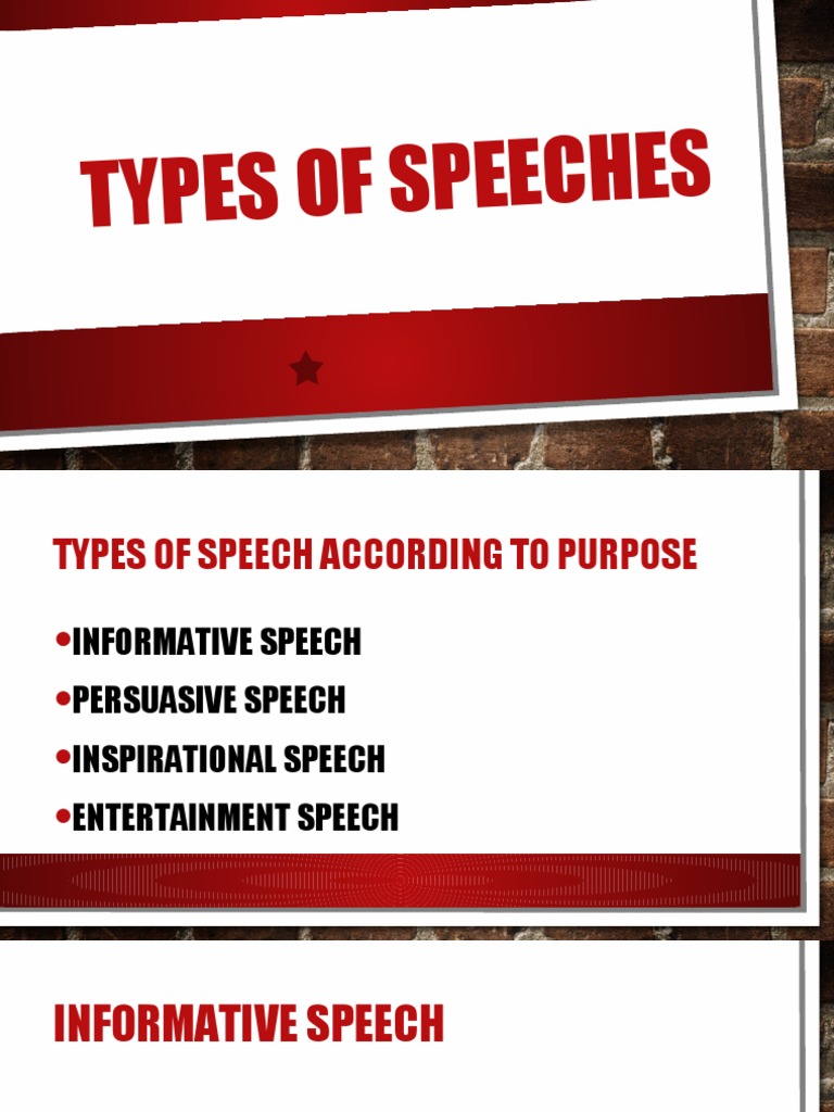 Types of Speeches Explained | PDF | Rhetoric | Public Speaking