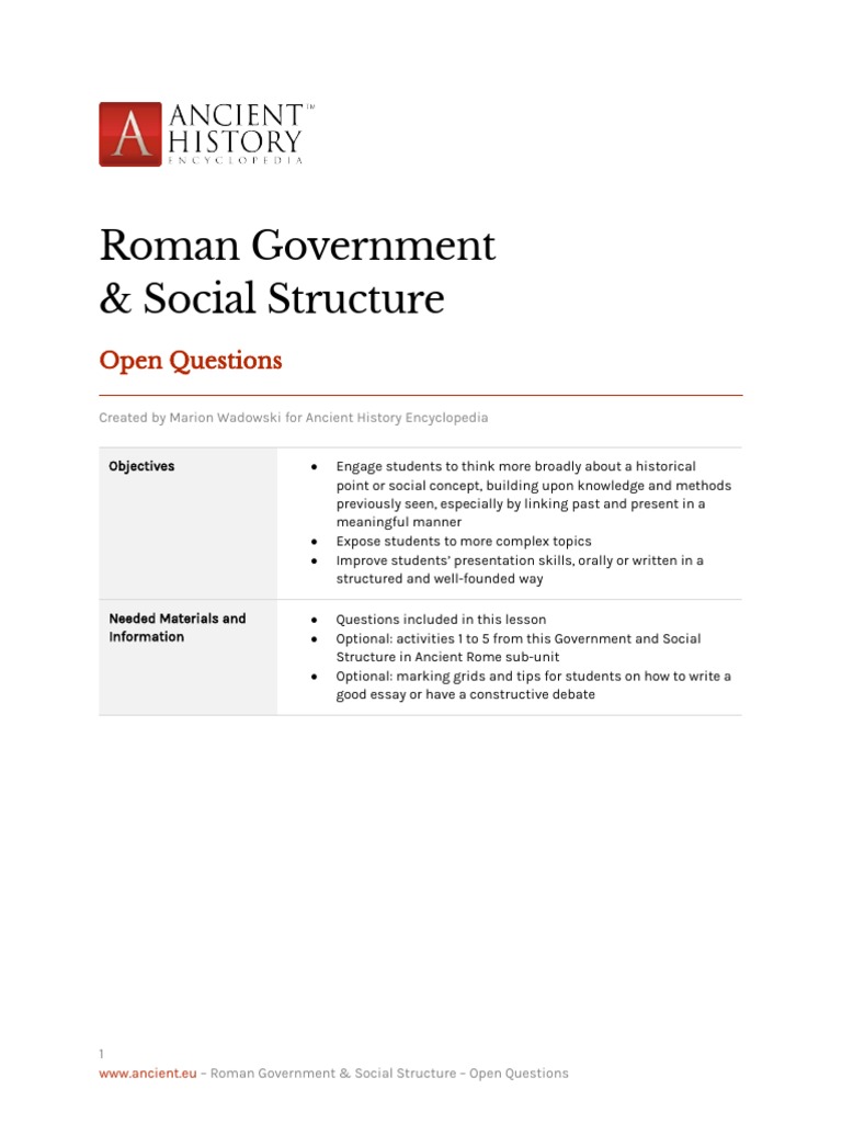 Roman Government and Social Hierarchy | PDF | Democracy | Political ...