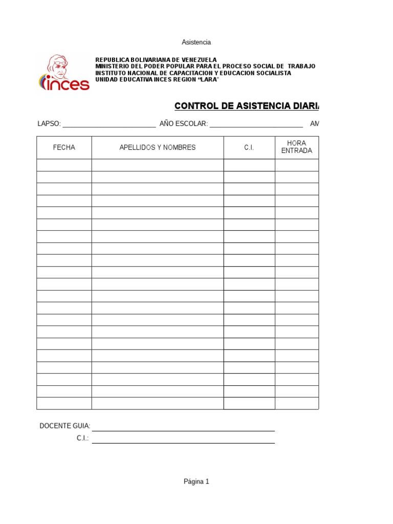 Control de Asistencia Docente Diario | PDF