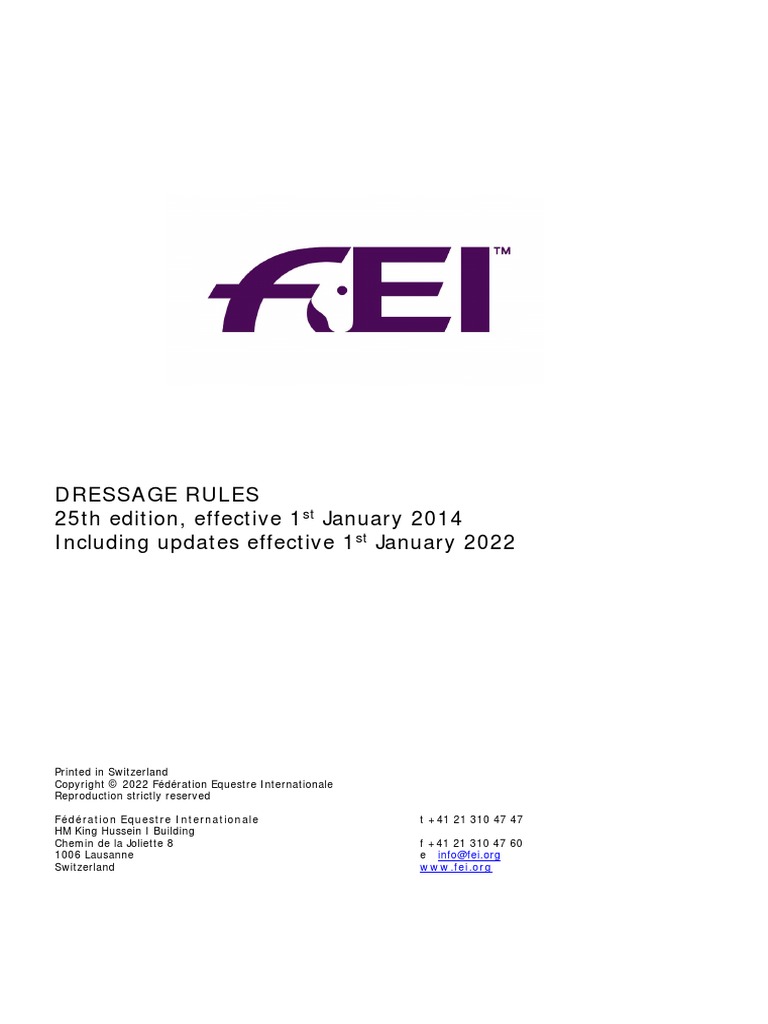 Fei dressage rules 2022 clean version v2 pdf horse gait dressage