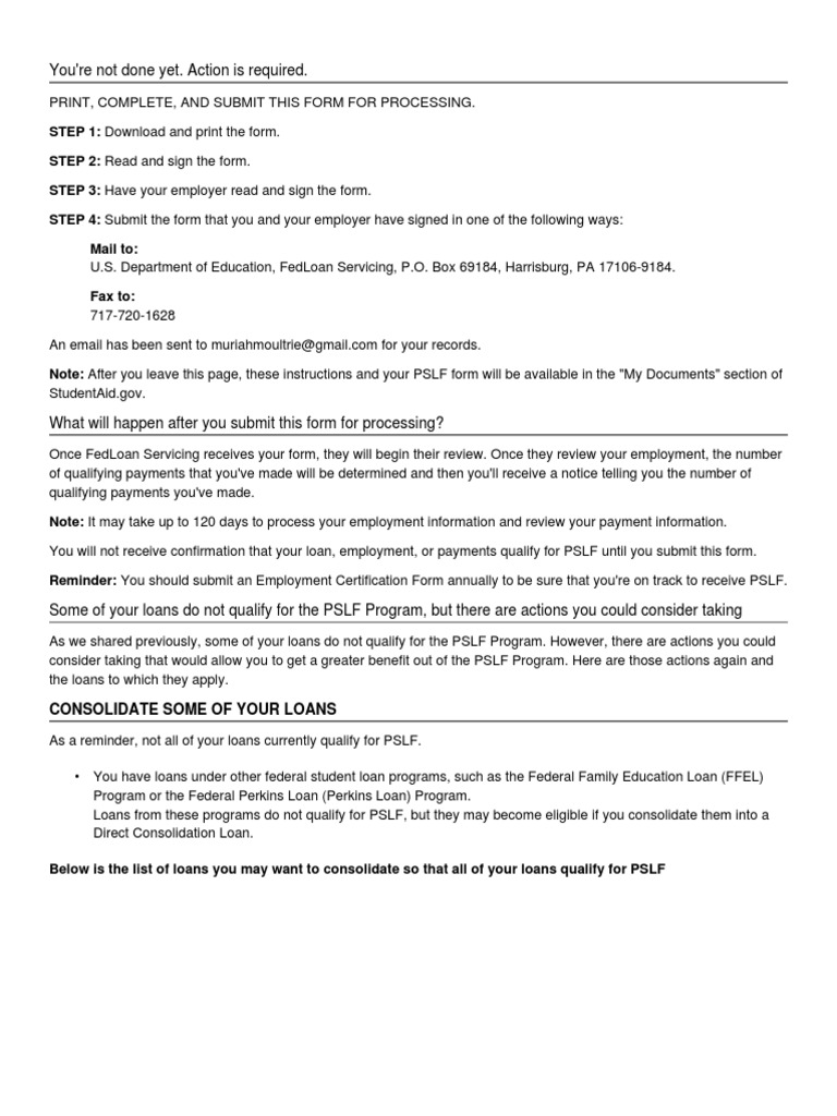 PSLF Employment Certification Instructions | PDF | Student Loans In The ...