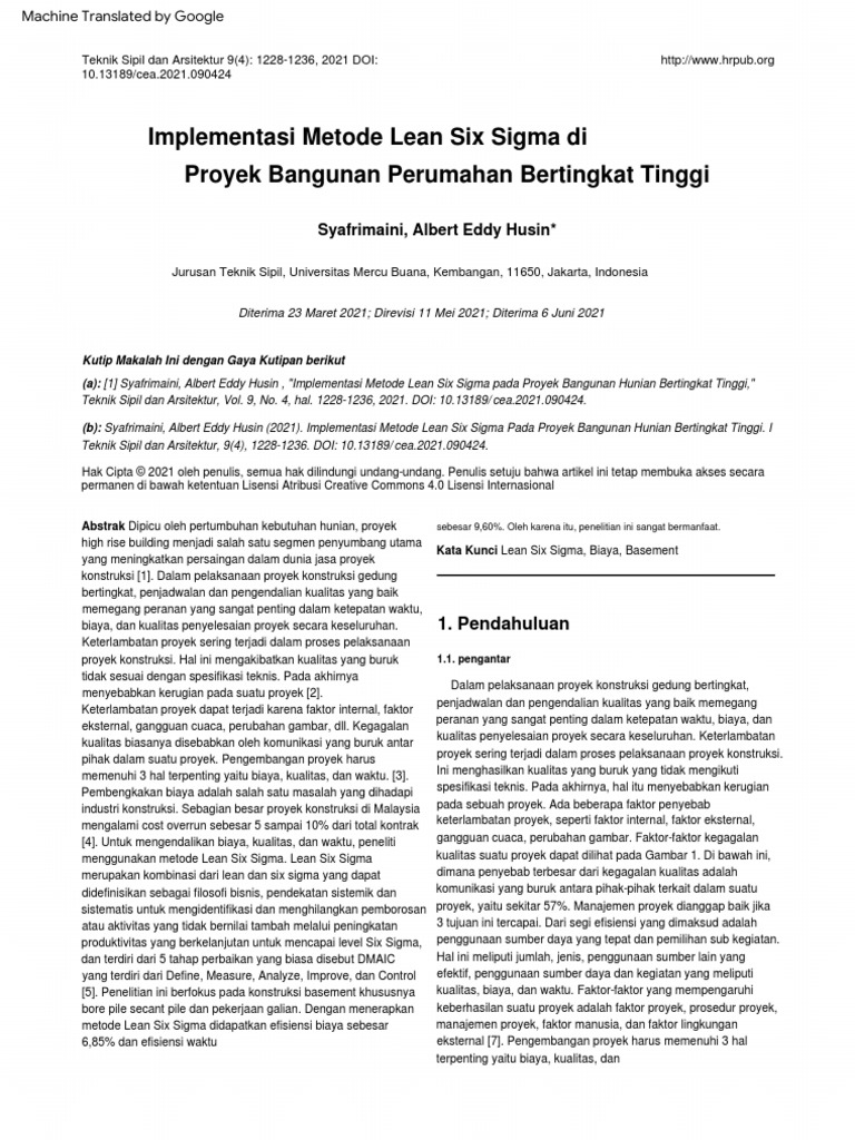 Implementation of Lean Six Sigma Method in | PDF