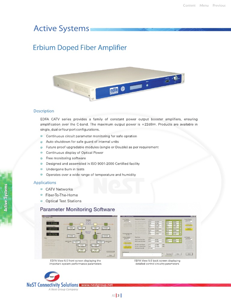 Erbium Doped Fibre Amplifier | PDF