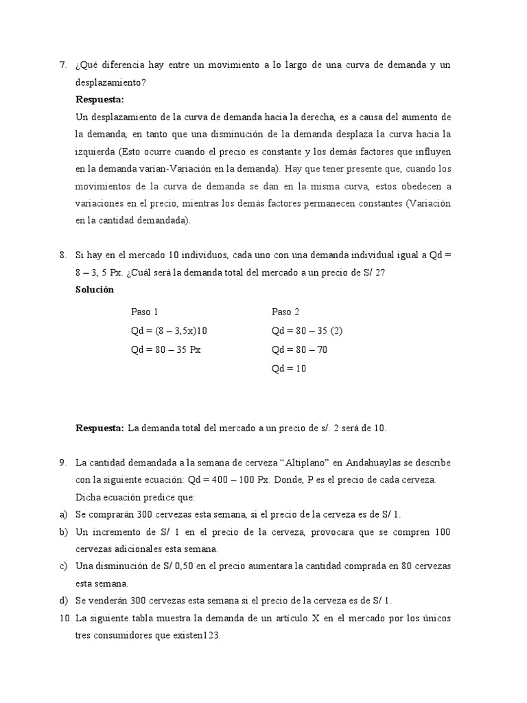 Diferencias en Curvas de Demanda y Ejemplos | PDF | Curva de demanda ...