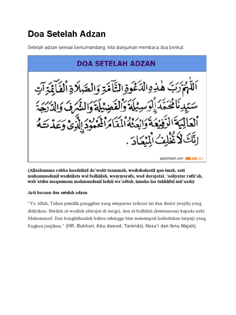 Doa Setelah Adzan dan Artinya | PDF