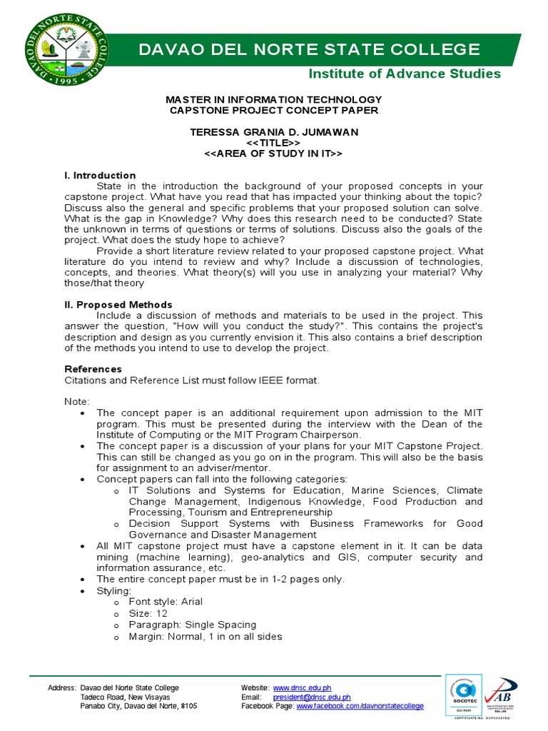 MIT Capstone Project Concept Paper Guide | PDF | Concept | Information