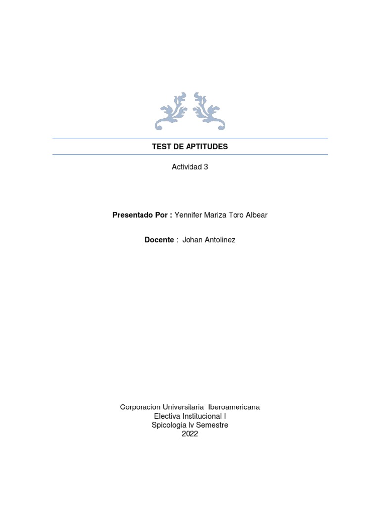 TEST DE APTITUDES - XLSX - Hoja1 | PDF