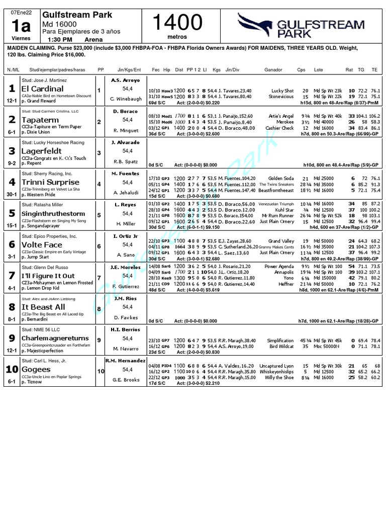 1 - Gulfstream Park RETROSPECTO | PDF | Horse Racing | American Racehorses