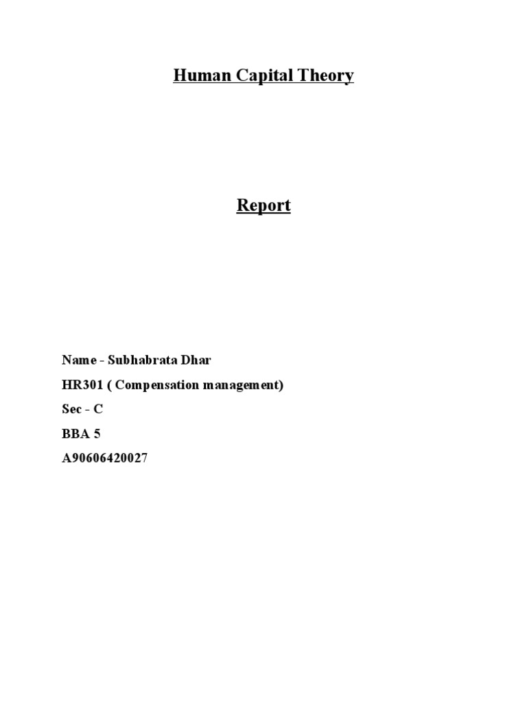 Human Capital Theory | PDF | Human Capital | Capital (Economics)