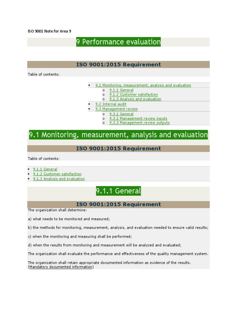 Topic 5 ISO 9001 Note For Area 9 - Part 6 | PDF | Iso 9000 | Audit