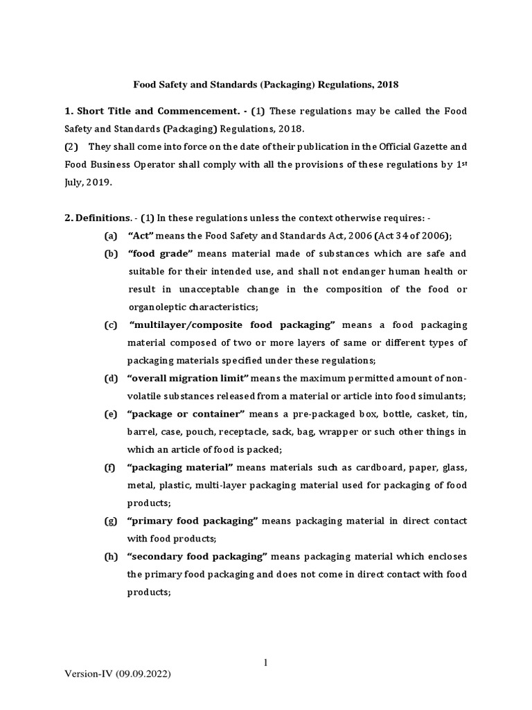 Compendium Packaging Regulations 09092022 PDF Polyethylene Plastic