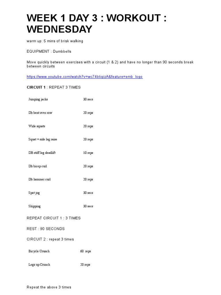 30-Min Dumbbell Circuit Workout | PDF | Home & Garden | Wellness