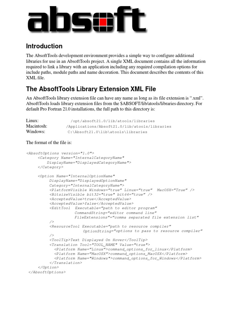 AbsoftTools Library Extension XML Guide | PDF | Library (Computing ...