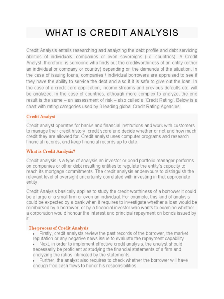 What Is Credit Analysis Process