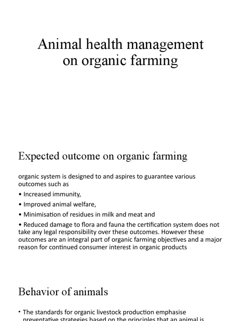 Animal Health Management On Organic Farming PDF Cattle Veterinary