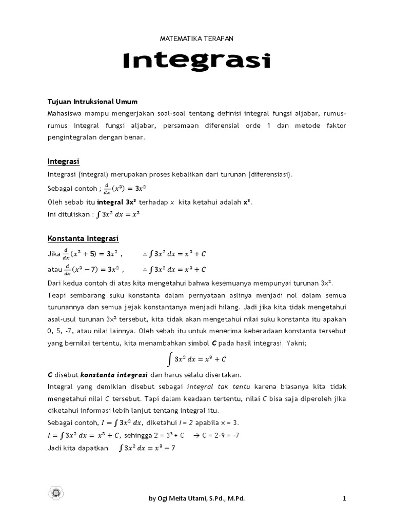 Integrasi Awal Pdf