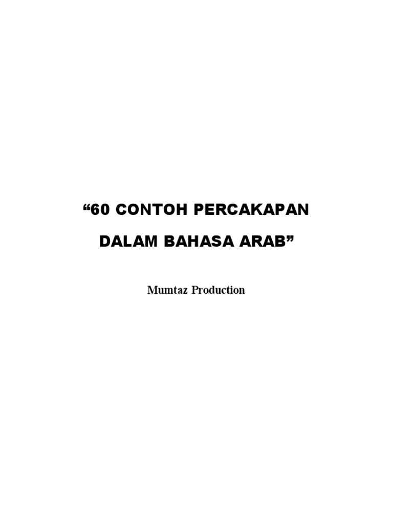 60 Contoh Percakapan Dalam Bahasa Arab | PDF