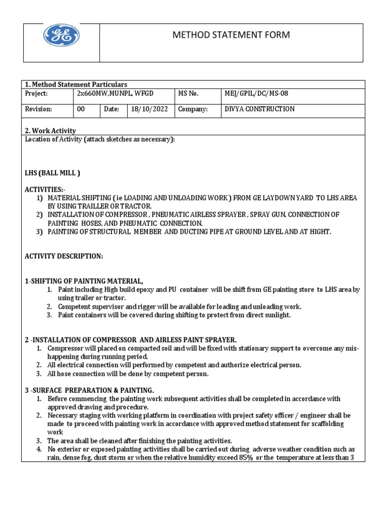 Painting method statement pdf