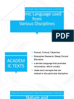 Essential Features of Academic Language